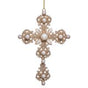 7" Glitter Pearl Cross Ornament