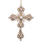 7" Glitter Pearl Cross Ornament