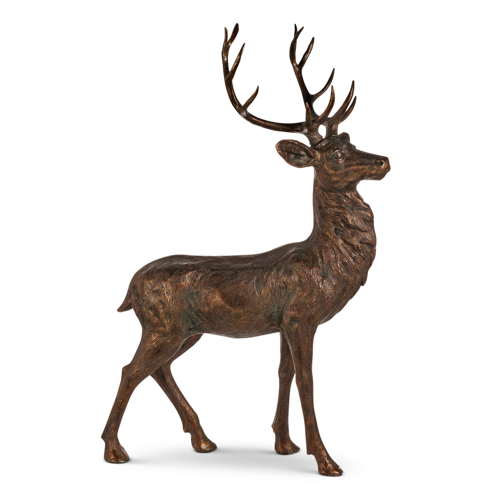 4 FT Bronze Standing Stag Statue