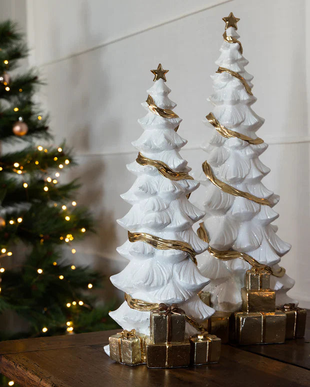 16" White Gold Tree with Packages