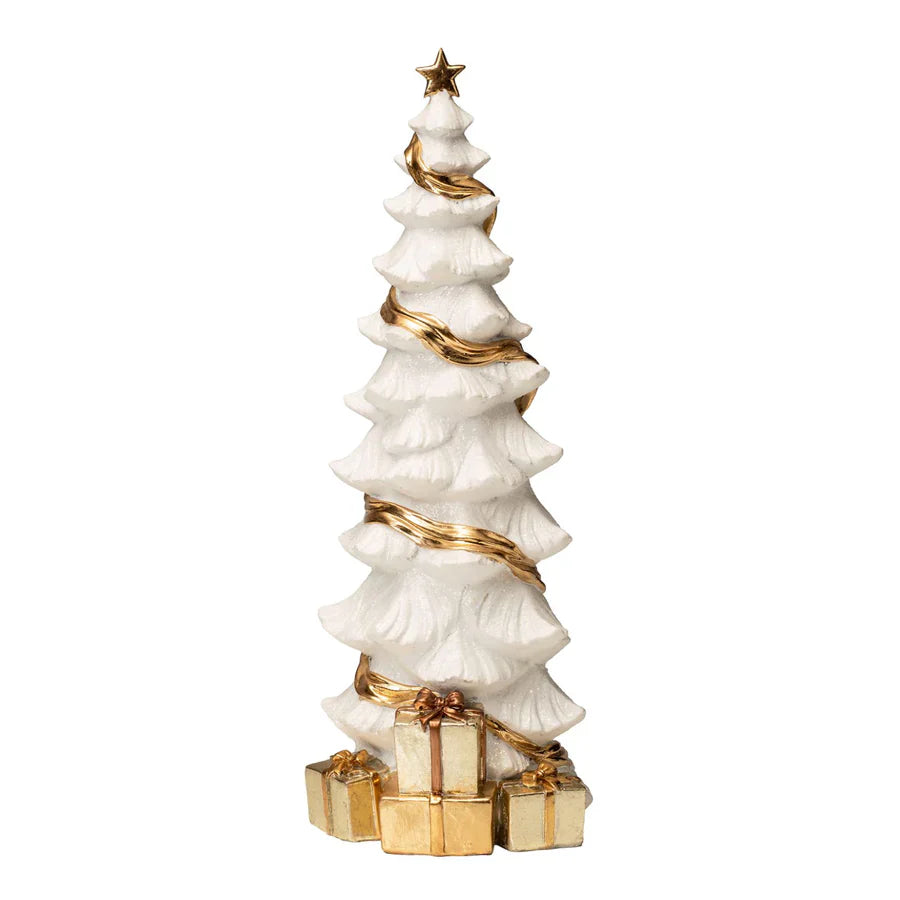 19" White Gold Tree with Packages