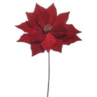 22" Red Poinsettia Stem