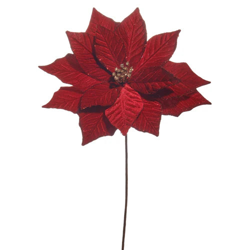 22" Red Poinsettia Stem