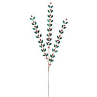 34" Red Green Jewel Leaf Spray