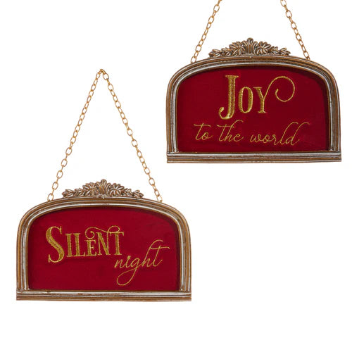 7" Red Velvet Arch Sign Assorted Ornament