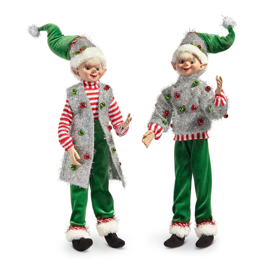 16" Multicolor Christmas Party Elf Assorted Set Of 2