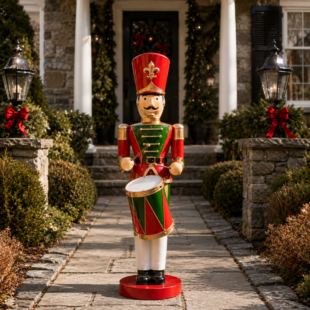 6 FT Red, Green & Gold Toy Soldier With Drum