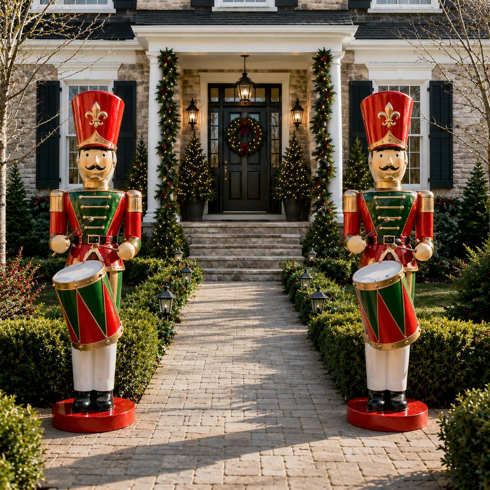 6 FT Red, Green & Gold Toy Soldier With Drum