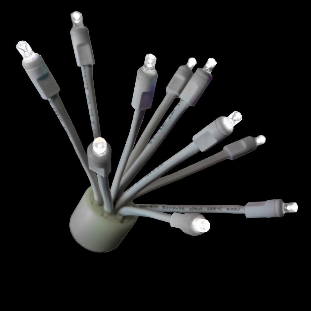 C9 Pure White Glitzer With White Base 10 LED Lights E17 Base