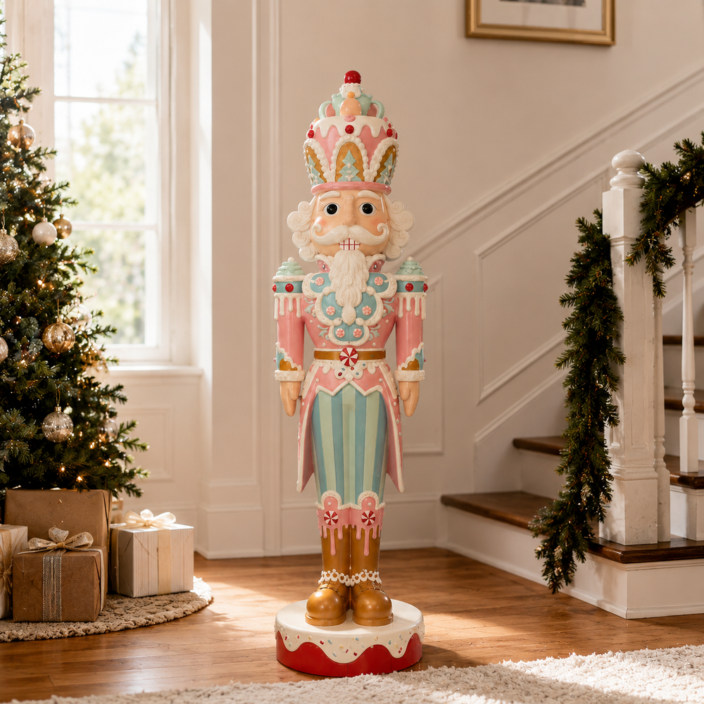 6 FT Pink & Blue King Nutcracker With LED Lights & Music