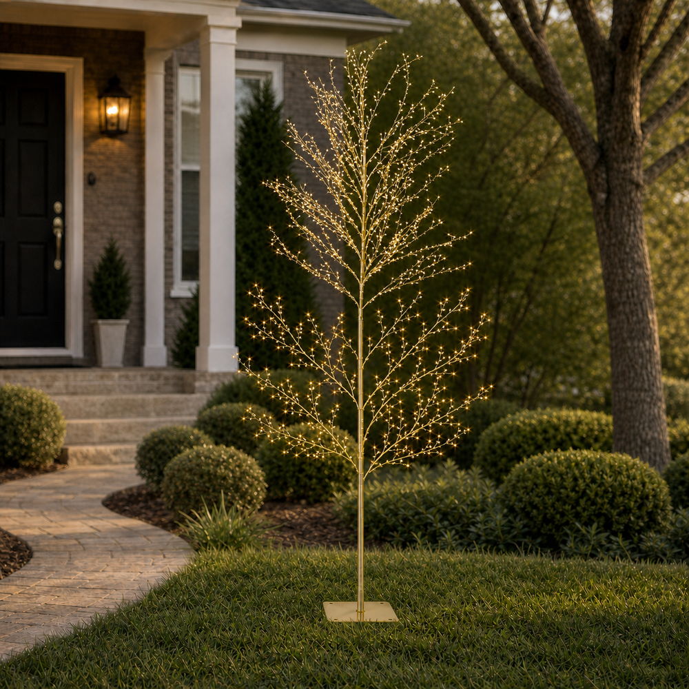 6 FT 720 LED Warm White Micro Tree With Gold Trunk