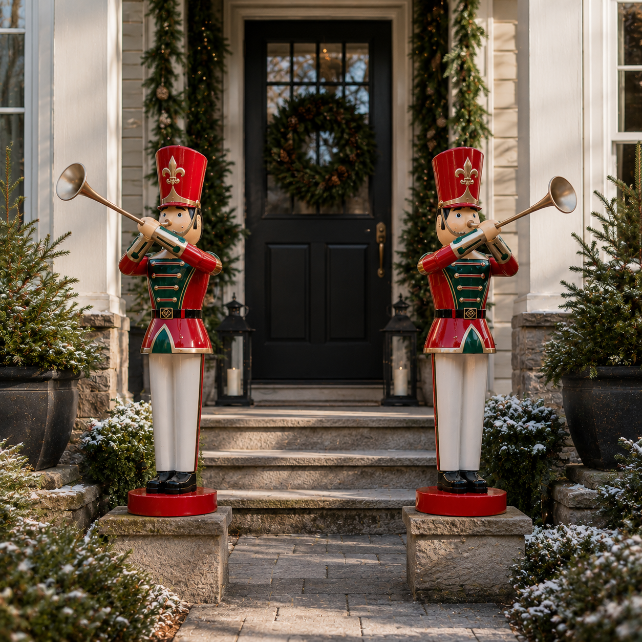 9 FT Red, White & Green Toy Soldier With Trumpet