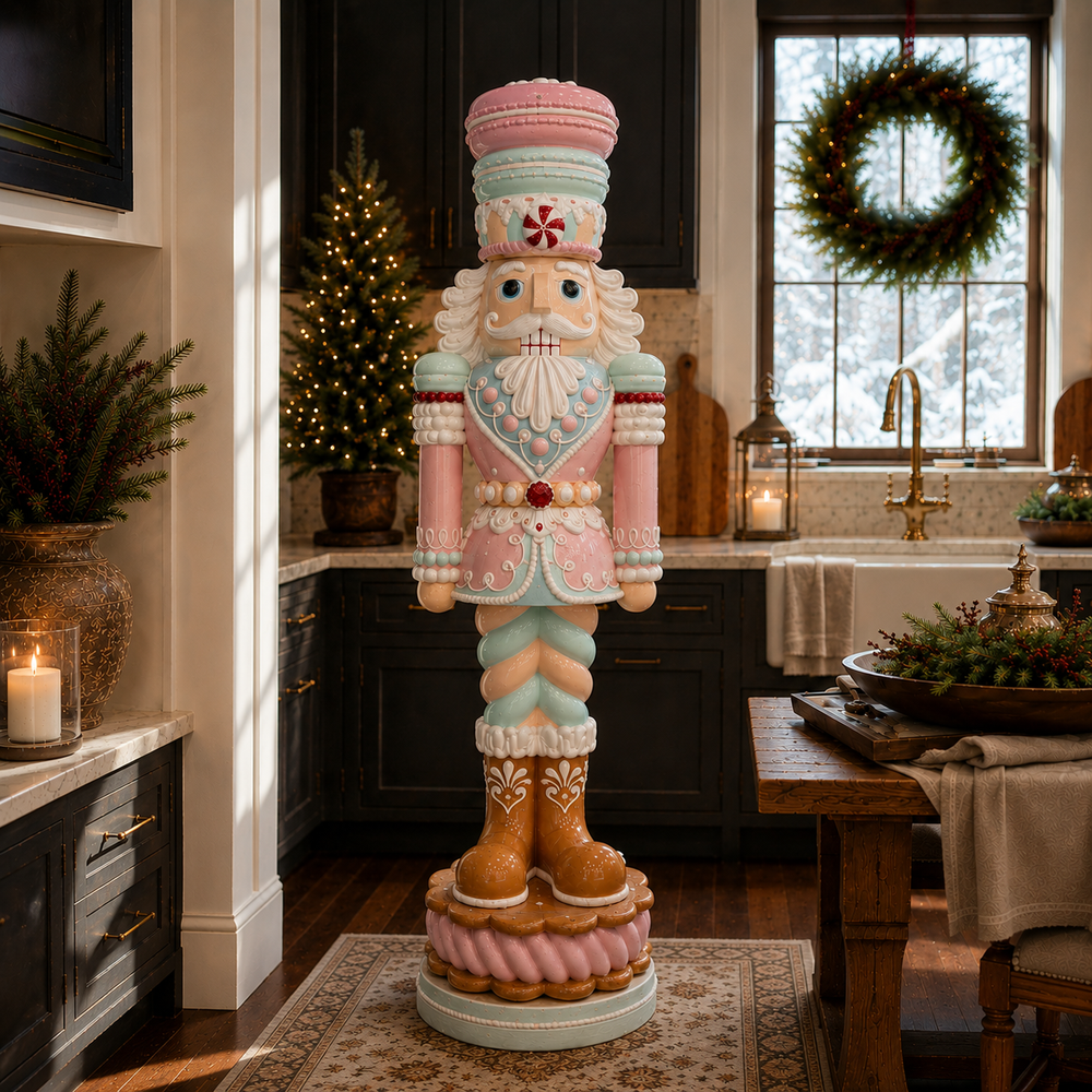 6 FT Pink & Blue Macaron Nutcracker With LED Lights & Music