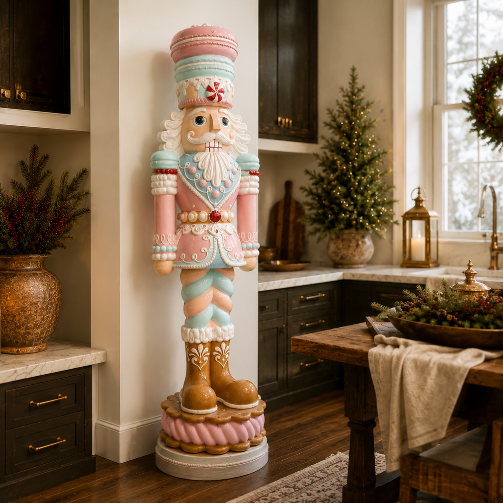 6 FT Pink & Blue Macaron Nutcracker With LED Lights & Music