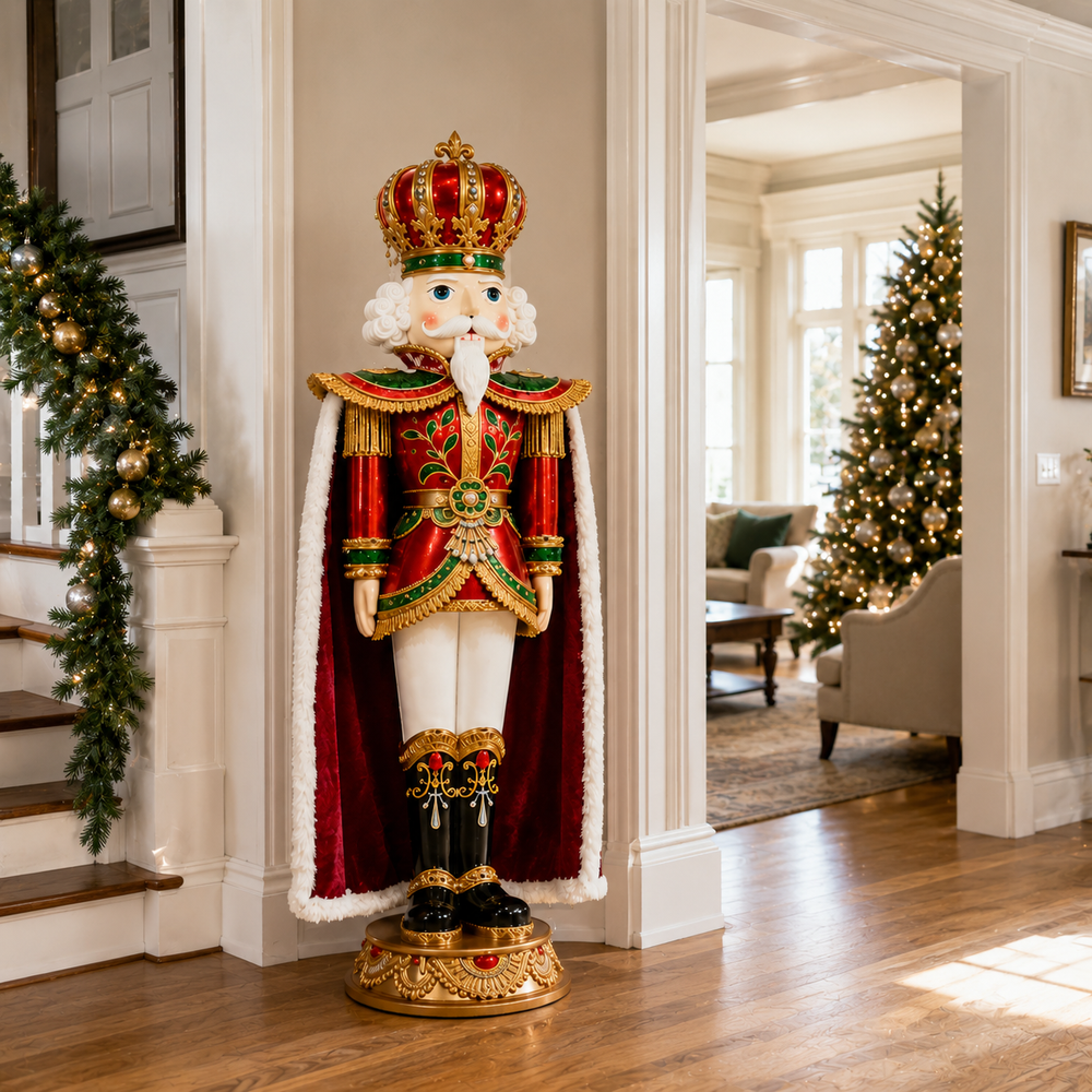 5 FT Red & Gold LED Nutcracker With Fur Coat