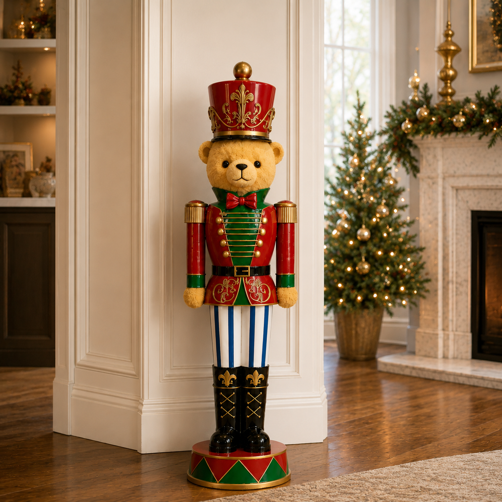 4 FT Lighted Bear Nutcracker Battery Operated