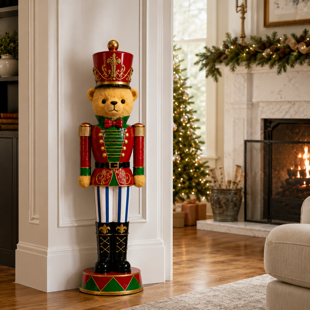 4 FT Lighted Bear Nutcracker Battery Operated