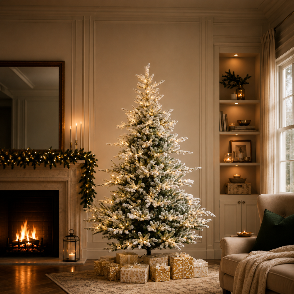Grandis Fir Snowy Tree Pre-Lit Warm White Micro LED Lights