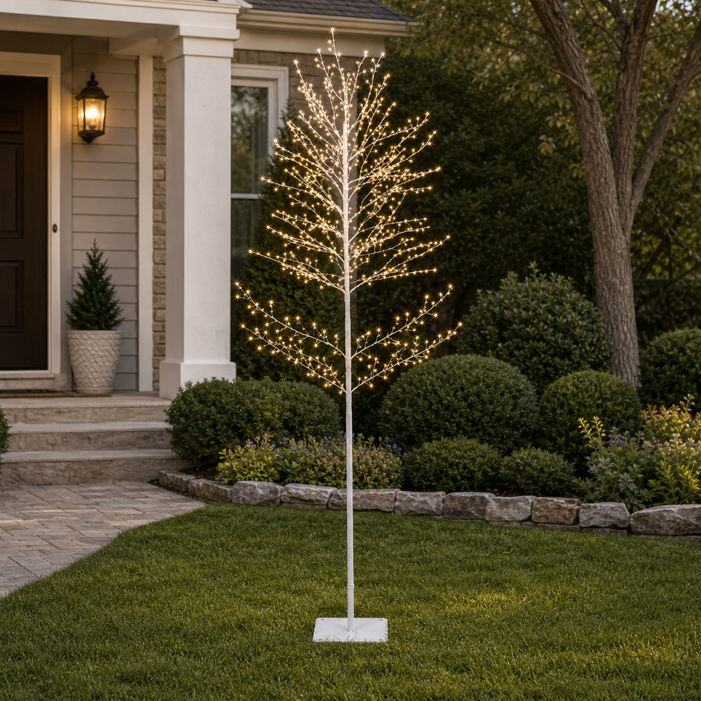 6 FT Micro Tree Warm White LED With White Trunk