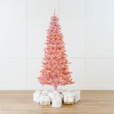 Pink Tinsel Slim Tree Pre-Lit Clear Lights