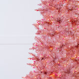 Pink Tinsel Slim Tree Pre-Lit Clear Lights