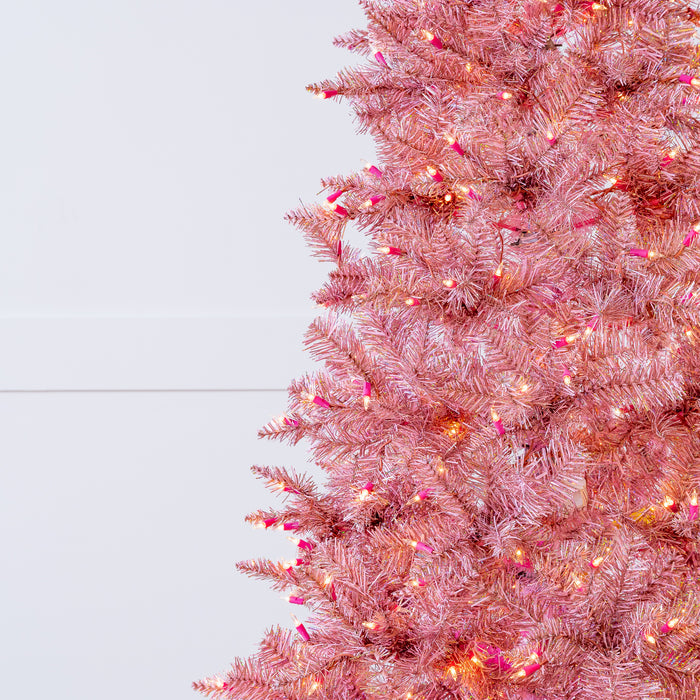 Pink Tinsel Slim Tree