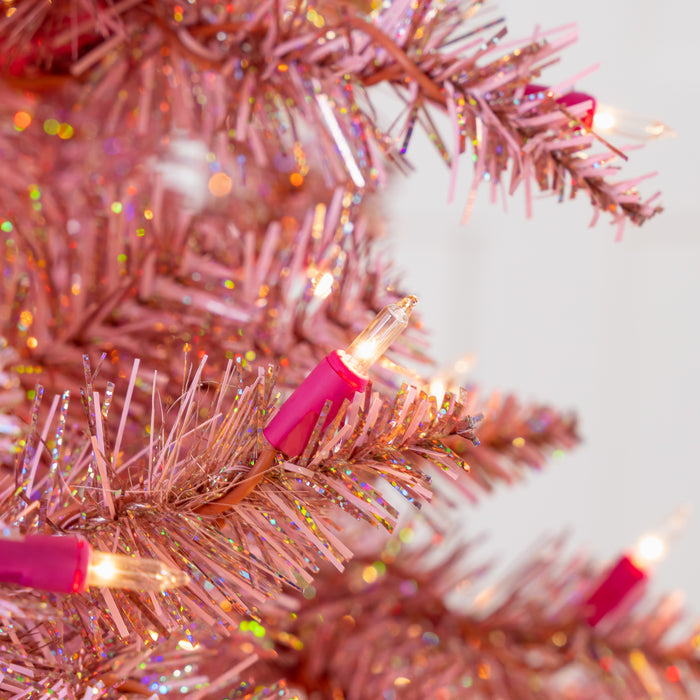 Pink Tinsel Slim Tree