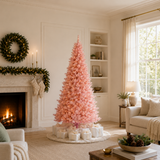 Pink Tinsel Slim Tree Pre-Lit Clear Lights