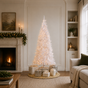 White Tiffany Tinsel Tree Pre-Lit Clear Lights