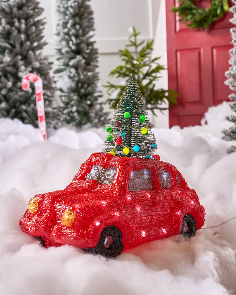 15" 80LED Red Car with Christmas Tree