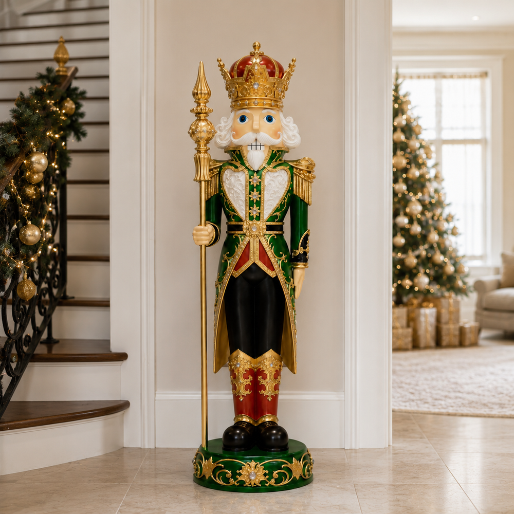5 FT Red & Green King Nutcracker With Staff