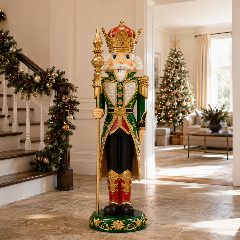 5 FT Red & Green King Nutcracker With Staff