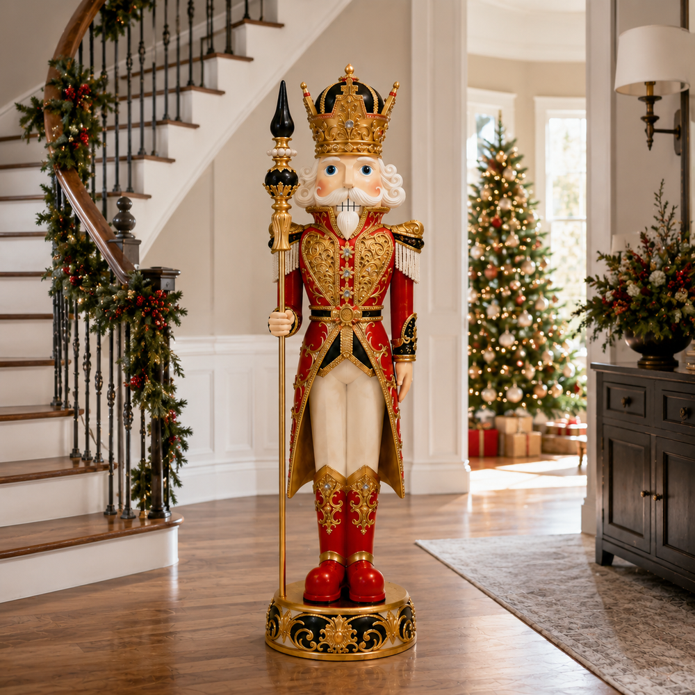 5 FT Red & Gold King Nutcracker With Staff