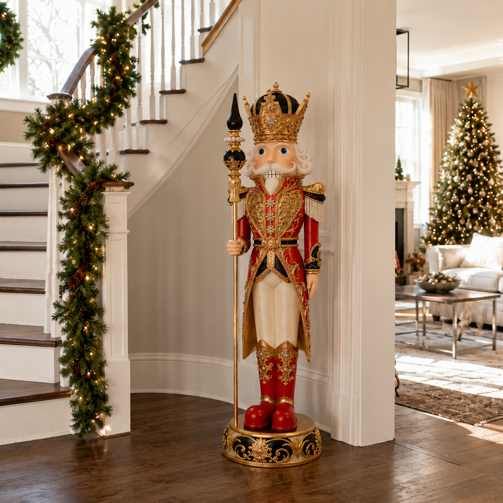 5 FT Red & Gold King Nutcracker With Staff