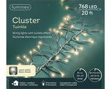 23 FT 768 LED Warm White Cluster Lights With Transparent Wire