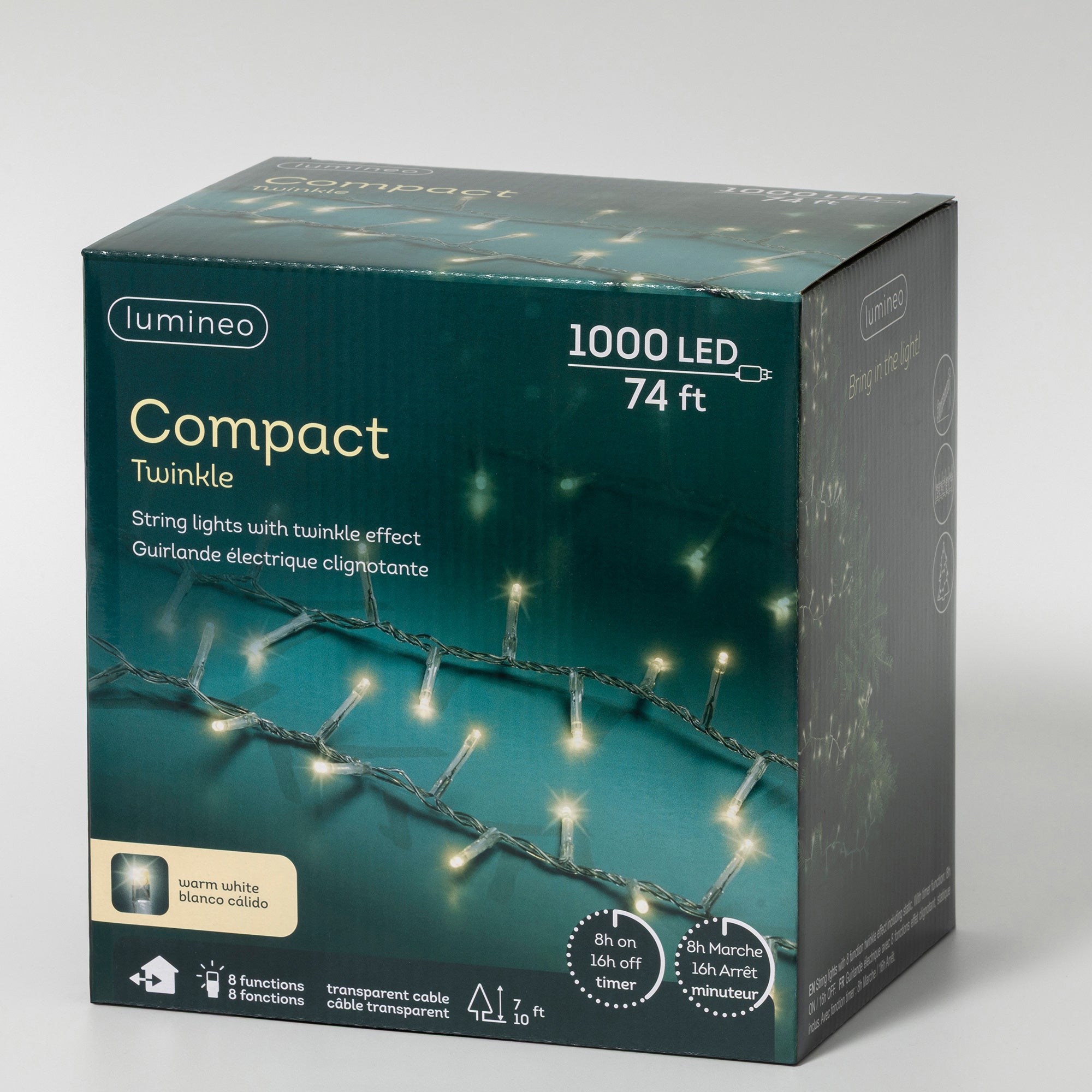 74 FT Compact 1000 LED Warm White Transparent Wire