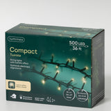 36 FT Compact 500 LED Warm White Green Wire