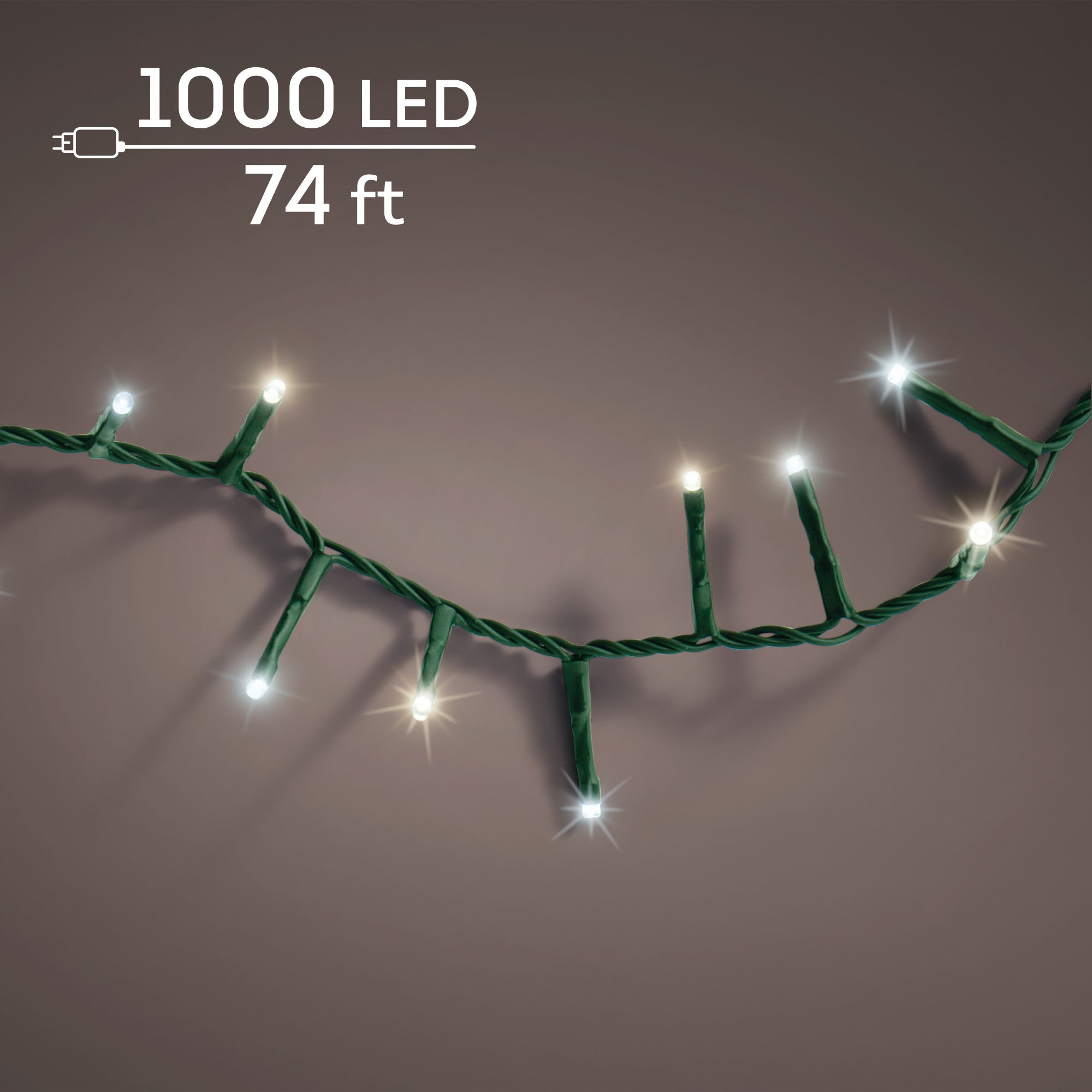74 FT 1000 LED Warm White & Cool White Compact Lights With Green Wire