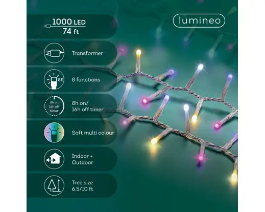 74 FT 1000 LED Multi Compact Lights With Transparent Wire