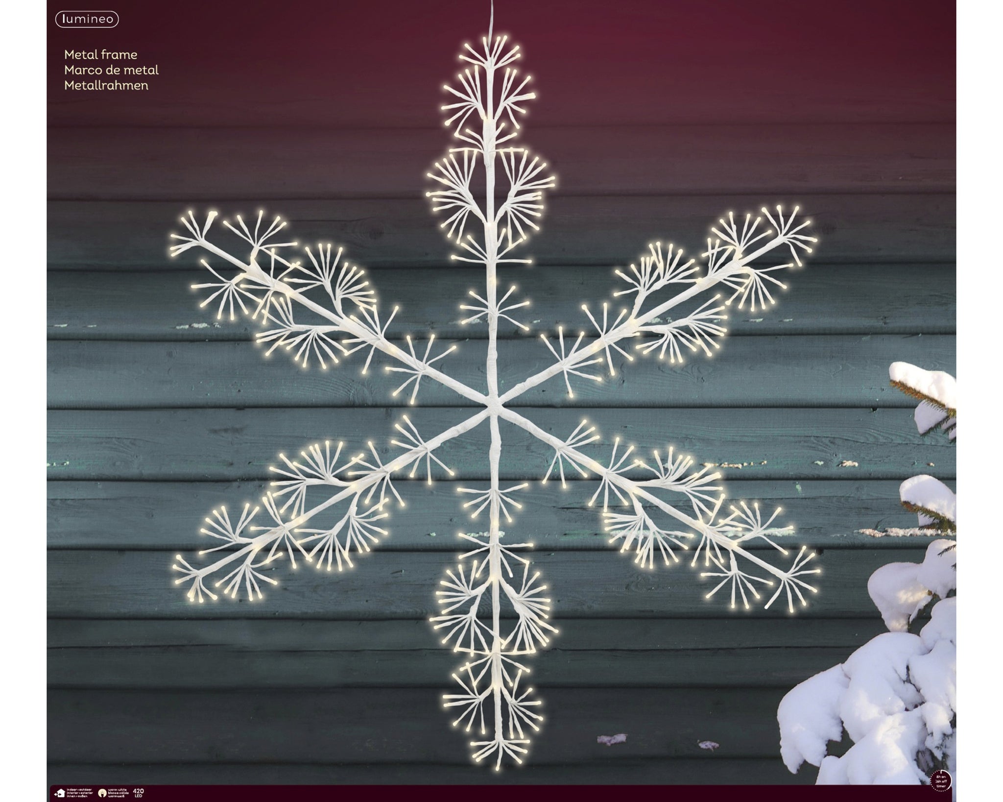 3 FT X 6 FT 420 LED Warm White White Wire Snowflake