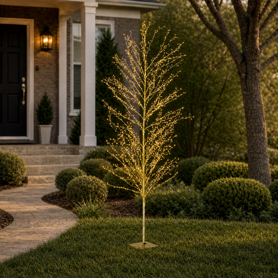 6 FT 1755 LED Warm White Micro Tree With Gold Trunk