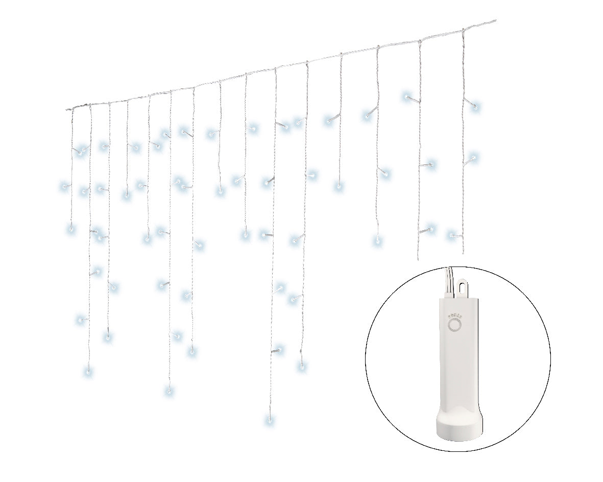 23 FT Cool White 192 LED Icicle 8 Function Twinkle Battery Operated