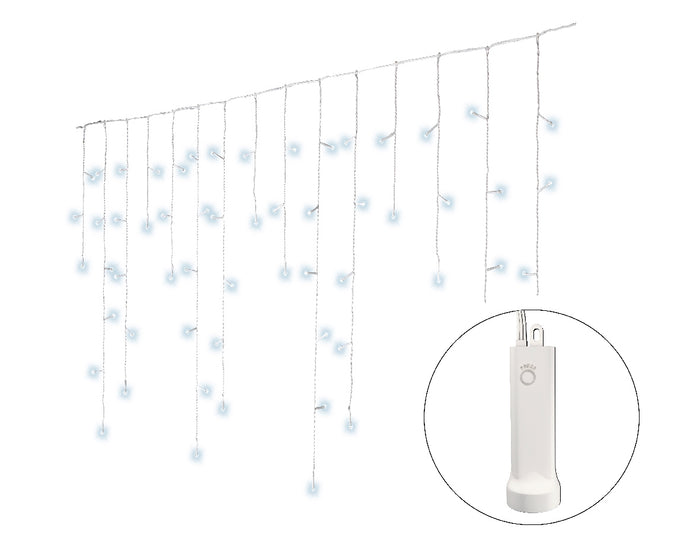 23 FT Cool White 192 LED Icicle 8 Function Twinkle Battery Operated