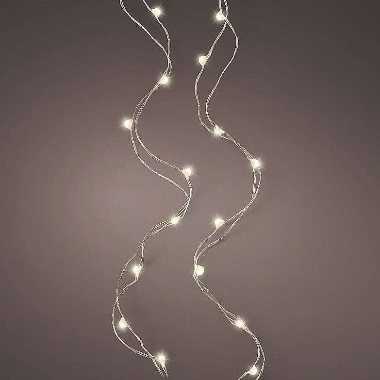 16 FT Micro 100LED Steady Warm White Silver Wire Battery Operated