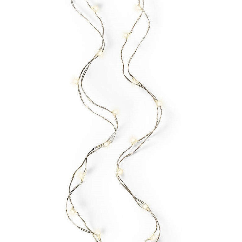 16 FT Micro 100LED Steady Warm White Silver Wire Battery Operated
