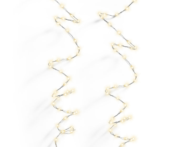 5 FT 100 Micro LED Warm White Lights With Silver Wire Battery Operated
