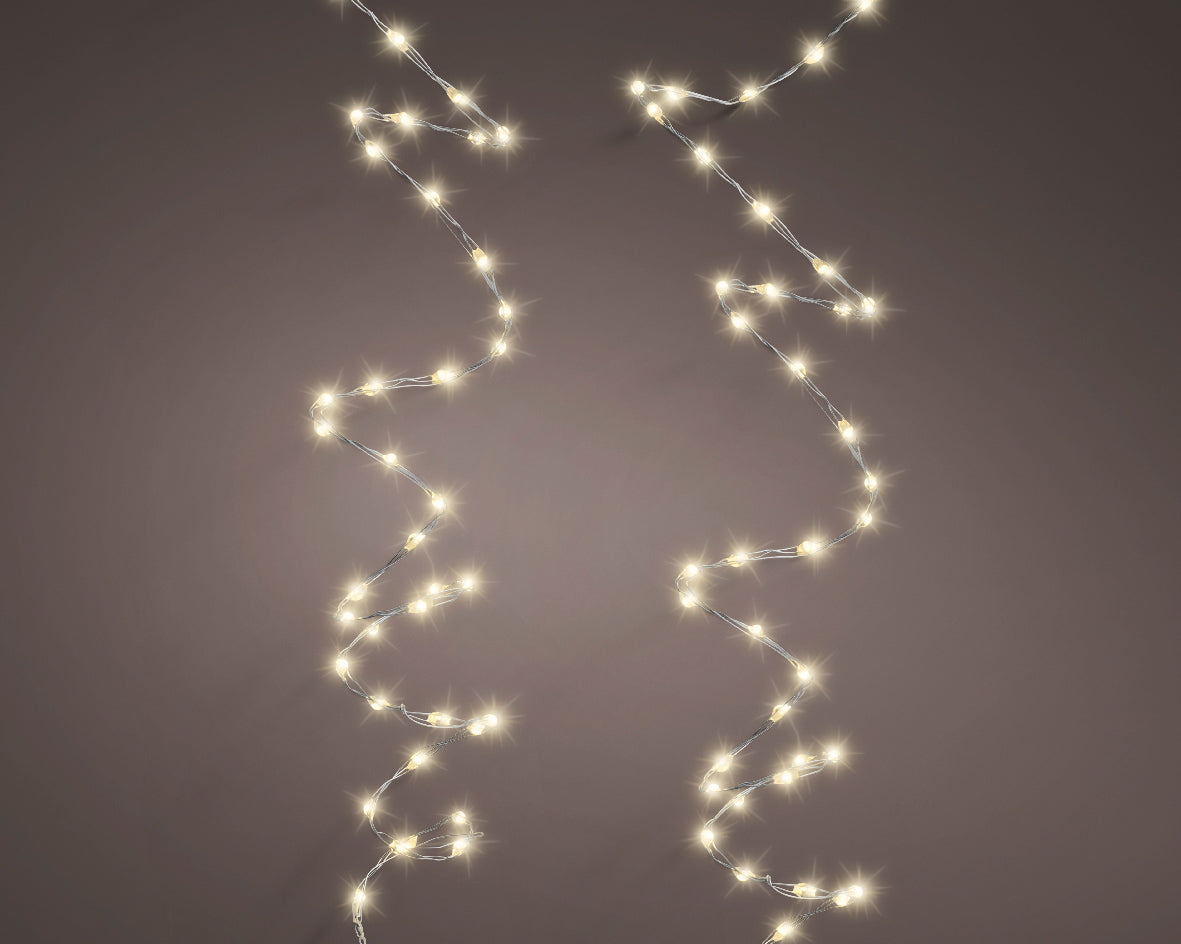 5 FT 100 Micro LED Warm White Lights With Silver Wire Battery Operated