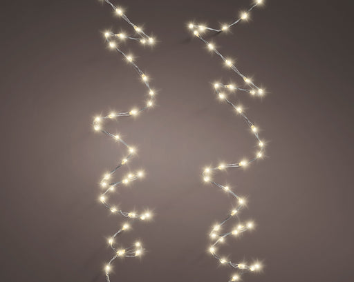 5 FT 100 Micro LED Warm White Lights With Silver Wire Battery Operated
