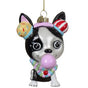 3.6" Dog With Earphones Glass Ornament