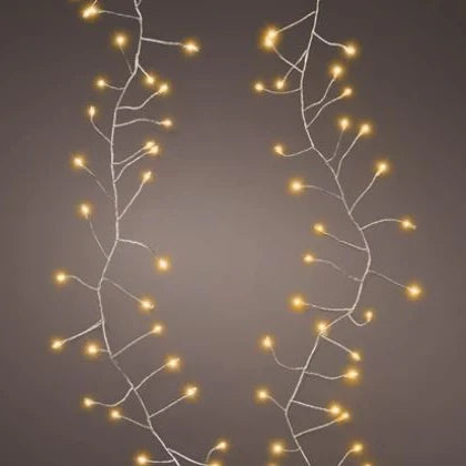 4 FT 100 Micro LED Classic Warm Compact Lights With Silver Wire Battery Operated